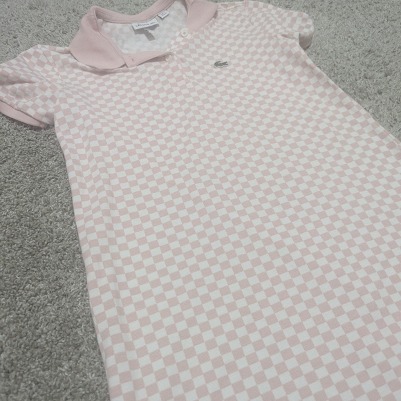 Lacoste Kids Pink Checkered Polo Dress - Picture 1 of 4